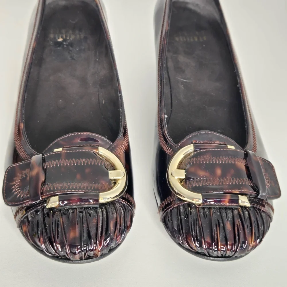 Stuart Weitzman Tortoiseshell Patent Leather Wedge Pumps | Size 7| Made in Spain